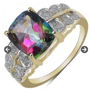 Womans Mystic Topaz Ring 14k gold over sterling silver Size 7
